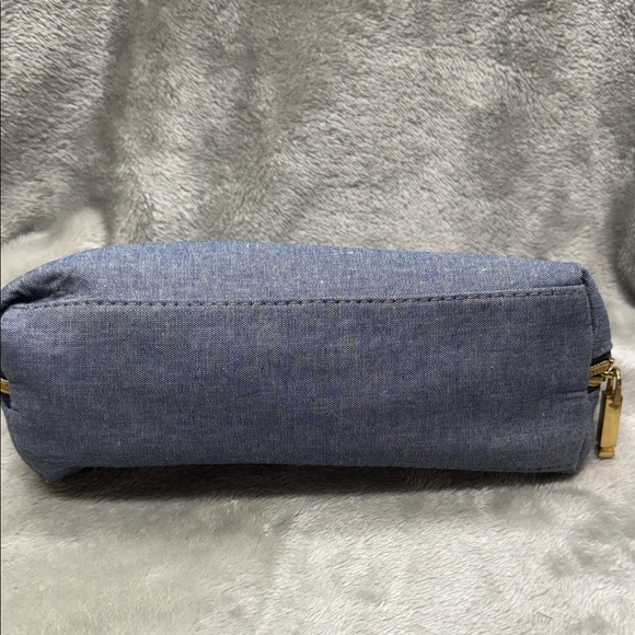 Kestrel  Denim Cosmetic Bag with Colorful Pom Poms - Picture 7 of 8